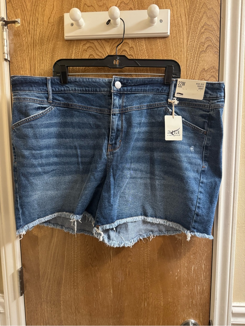 A.n.a High Rise 4.5” Inseam Denim Shorts Plus Size 22W Frayed Hem Distressed